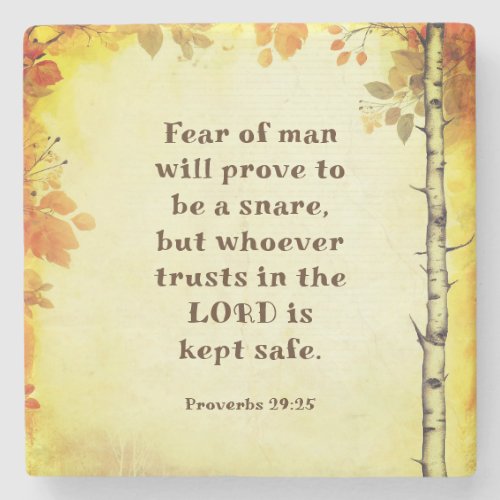 Proverbs 2925 Fear of Man Bible Verse Stone Coaster