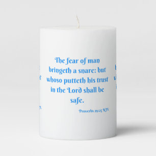Proverbs 29:25 KJV Bible Scripture Pillar Candle