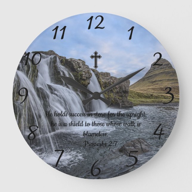 Proverbs 2:7:Christian Faith prayer  Large Clock (Front)