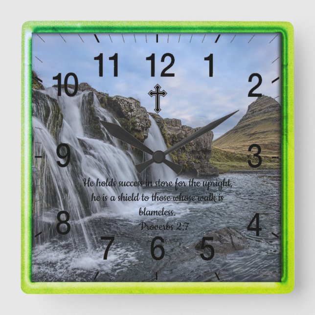 Proverbs 2:7:Christian Faith prayer Square Wall Clock (Front)