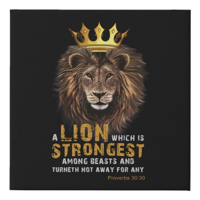 Proverbs 30:30 Bible Verse Lion Canvas Art (Front)