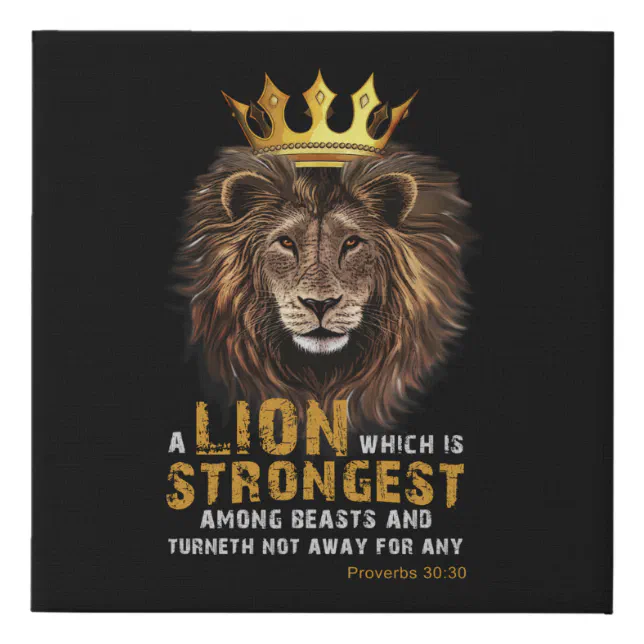 Proverbs 30:30 Bible Verse Lion Canvas Art | Zazzle