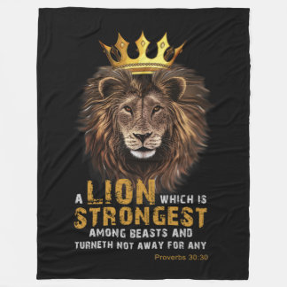 Proverbs 30:30 KJV Bible Scripture Quote Fleece Blanket