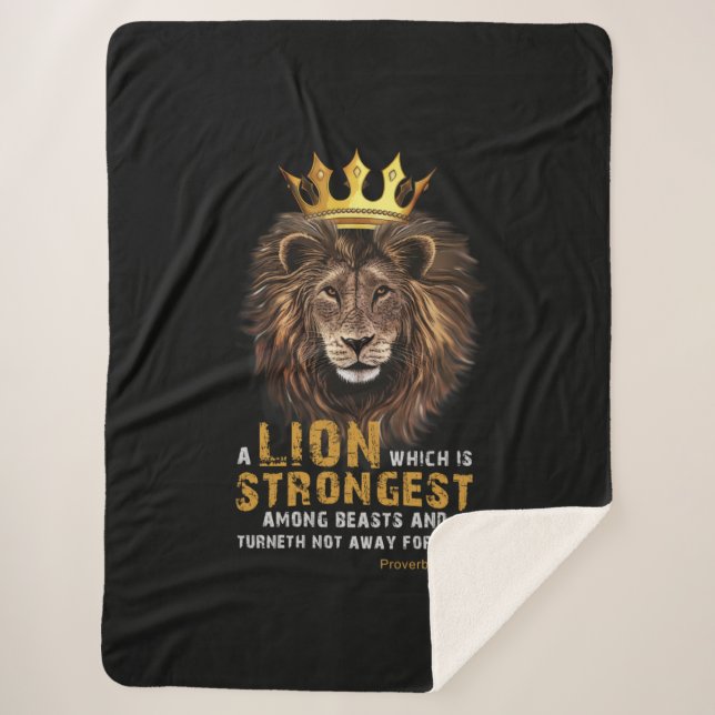 Proverbs 30:30 KJV Bible Scripture Quote Sherpa Blanket (Front)