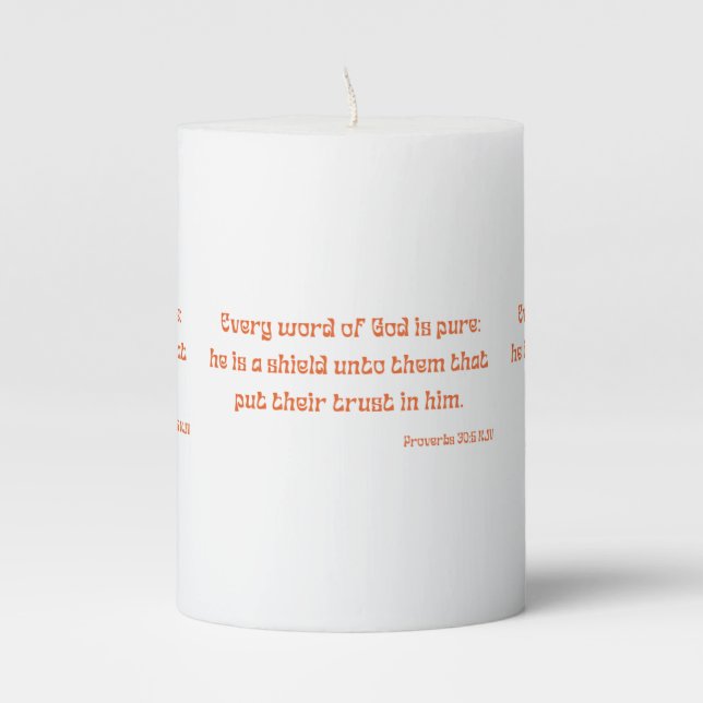 Proverbs 30:5 Bible Verse Scripture Pillar Candle (Front)