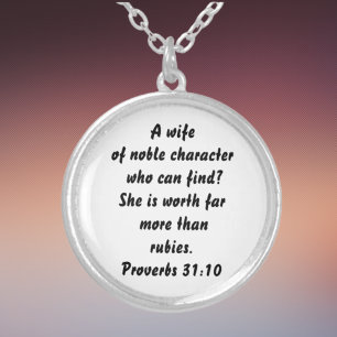 Proverbs 31 :10 Noble Woman Custom Bible Verse Silver Plated Necklace