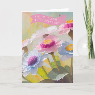 Proverbs 31:25,Bible Quotes Mothers, Daisies Holiday Card