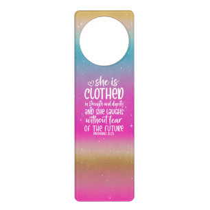 Proverbs 31:25 Bible Scripture Door Hanger