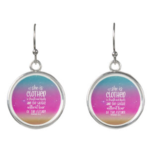 Proverbs 31:25 Bible Scripture Earrings