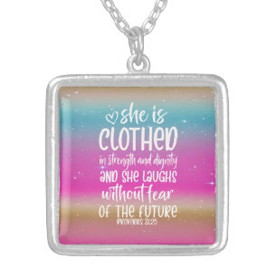 Proverbs 31:25 Bible Scripture Necklace