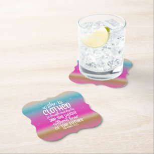 Proverbs 31:25 Bible Scripture Paper Coaster
