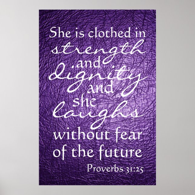 Proverbs 31:25 bible verse poster (Front)