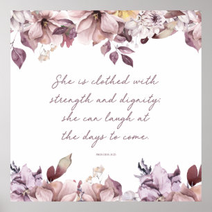 Proverbs 31:25, Bible Verse Print, Strength Poster