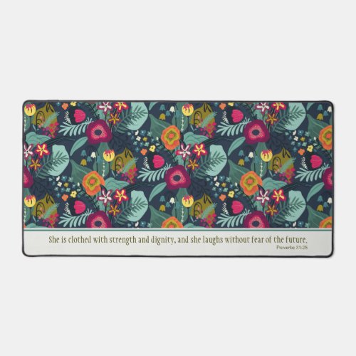 Proverbs 3125 Blue Abstract Floral Desk Mat