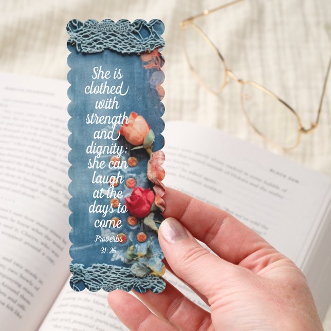 Proverbs 31:25 Bookmark Inspiring Bible Verse (Hand)