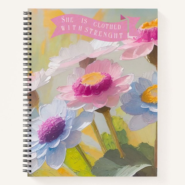 Proverbs 31:25,Christian Bible Verse Mothers Notebook (Front)