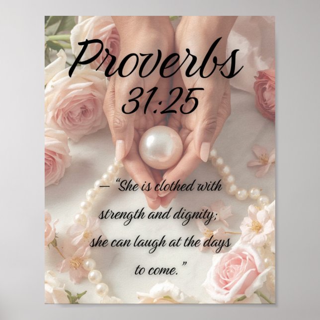 Proverbs 31:25 - Christian Luxury Art  Poster (Front)