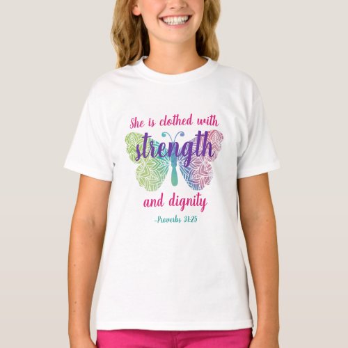 Proverbs 3125 Clothed with Strength T_Shirt