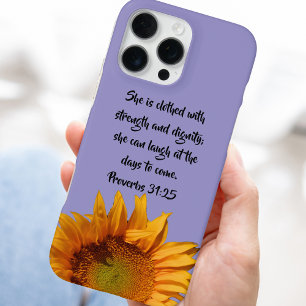 Proverbs 31:25 Custom Bible Verse Sunflower iPhone 16 Pro Max Case