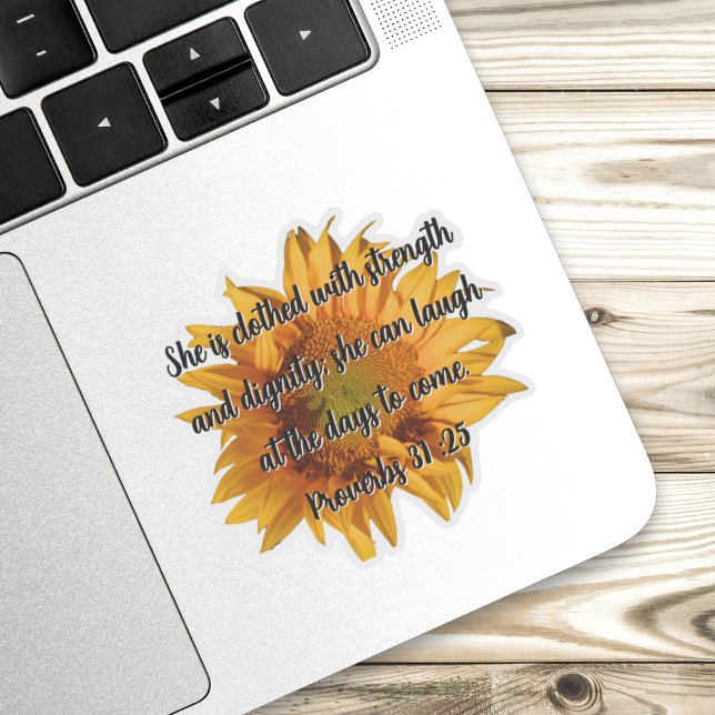 Proverbs 31:25 Custom Bible Verse Sunflower  Sticker (Creator Uploaded)