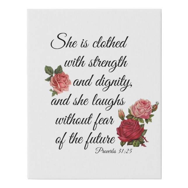 Proverbs 31:25 faux canvas print (Front)