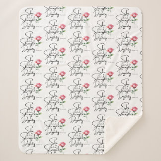 Proverbs 31:25 Flower Bible Verse Seamless Pattern Sherpa Blanket