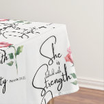 Proverbs 31:25 Flower Bible Verse Seamless Pattern Tablecloth