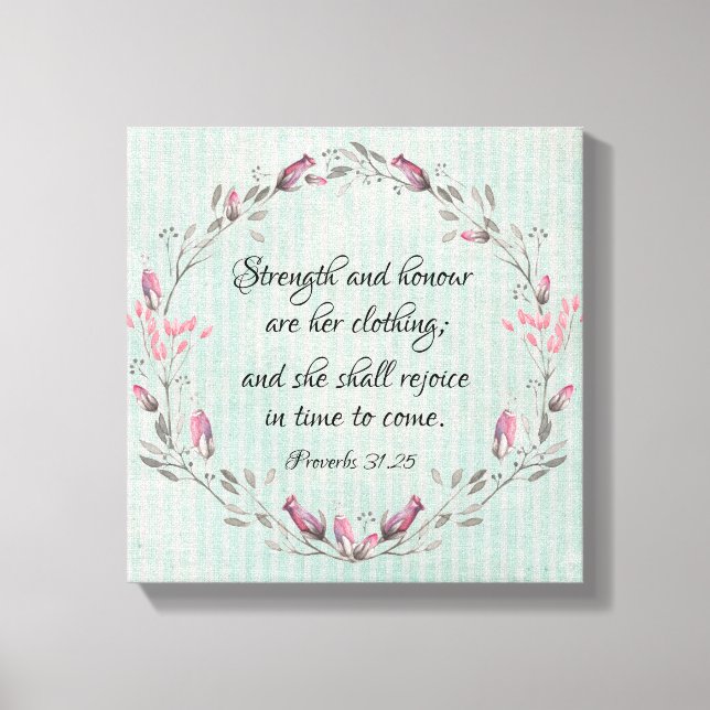 Proverbs 31.25 KJV Bible Verse Canvas Print (Front)