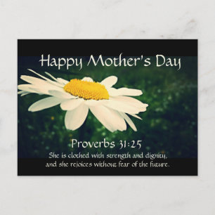 Proverbs 31:25, Mother's Day, White Daisy Custom Postcard