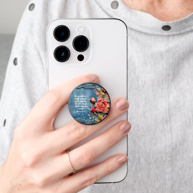 Proverbs 31:25  PopSocket Inspiring Bible Verse (Hand)