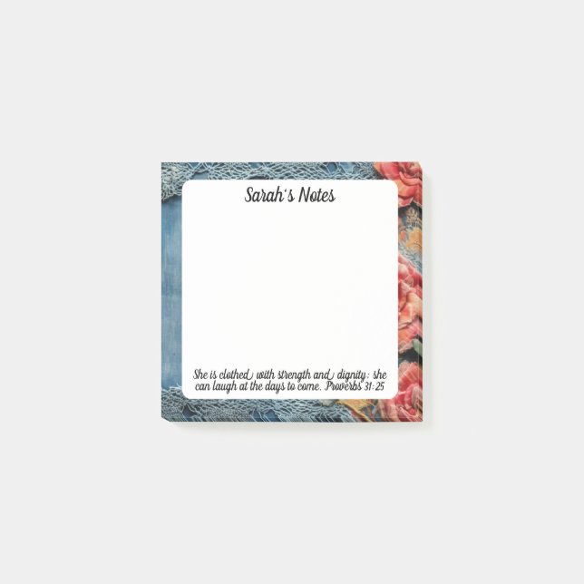 Proverbs 31:25 Post-It Notes Bible Verse Floral  (Front)