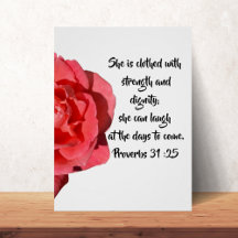 Proverbs 31:25 Red Rose Custom Bible Verse