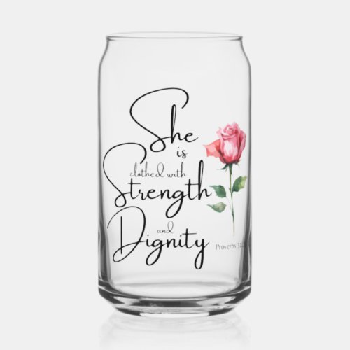 Proverbs 3125 She is clothed Bible Verse Flower Can Glass