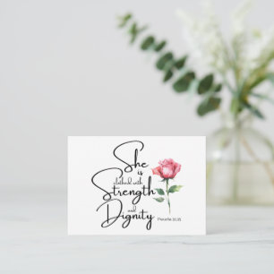 Proverbs 31:25 She is clothed Bible Verse Flower Note Card