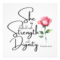 Proverbs 31:25 She is clothed Bible Verse Flower