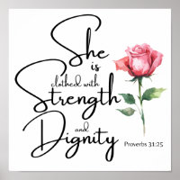 Proverbs 31:25 She is clothed Bible Verse Flower