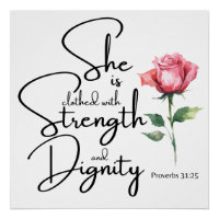 Proverbs 31:25 She is clothed Bible Verse Flower