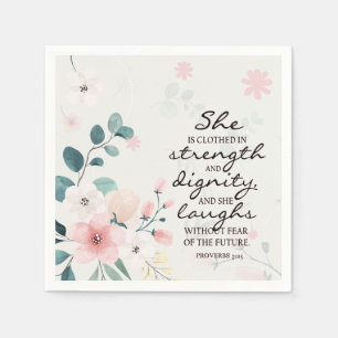 Proverbs 31:25 She is clothed with strength Napkins