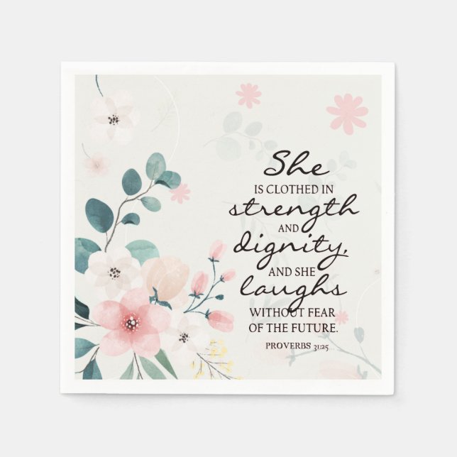 Proverbs 31:25 She is clothed with strength Napkins (Front)