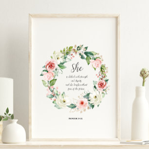 Proverbs 31:25 She Is Clothed With Strength Poster