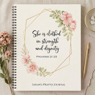 Proverbs 31:25 Strength and Dignity Personalized  Notebook