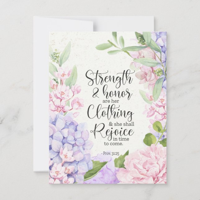 Proverbs 31:25 - Strength and Honour Holiday Card (Front)