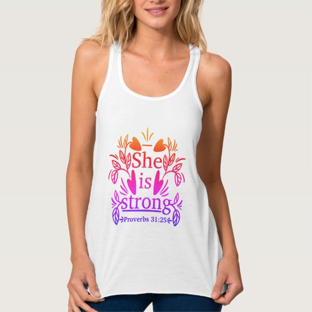 Proverbs 31:25 (STRONG) Tank Top (Front)