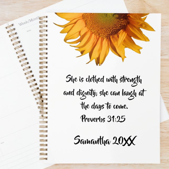 Proverbs 31:25 Sunflower Bible Verse Christian Planner (Creator Uploaded)