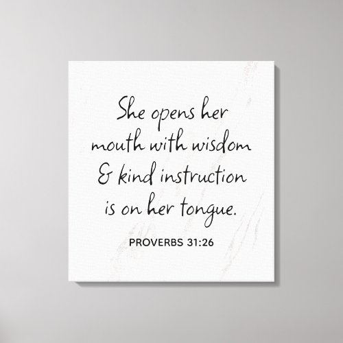 Proverbs 3126 Bible Verse Marble Glam Canvas Print