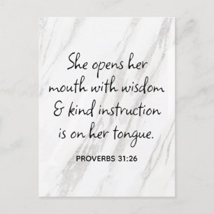 Proverbs 31:26 Bible Verse Marble Glam Postcard
