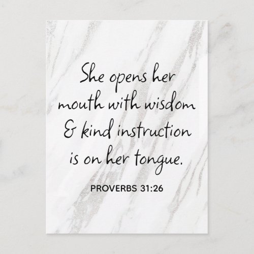 Proverbs 3126 Bible Verse Marble Glam Postcard