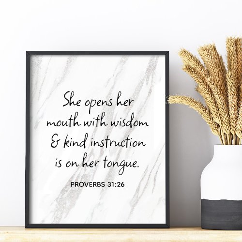 Proverbs 3126 Bible Verse Marble Glam Poster