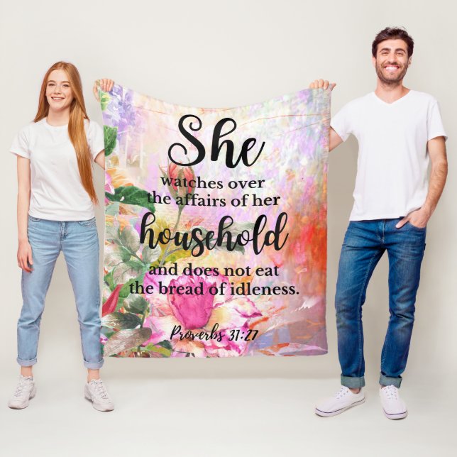 Proverbs 31:27 Mother's Day Scripture Fleece Blanket (In Situ)