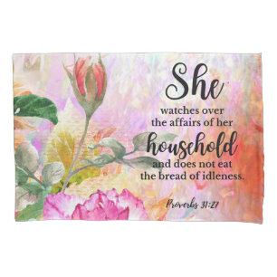 Proverbs 31:27 Mother's Day Scripture Pillow Case